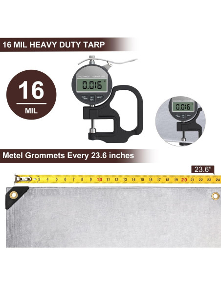 Lona Resistente al Agua Sunvigor 3.66x4.88m 16Mil Plata