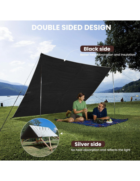 Lona Resistente al Agua Sunvigor 3.66x4.88m 16Mil Plata