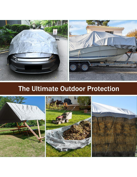 Lona Resistente al Agua Sunvigor 3.66x4.88m 16Mil Plata