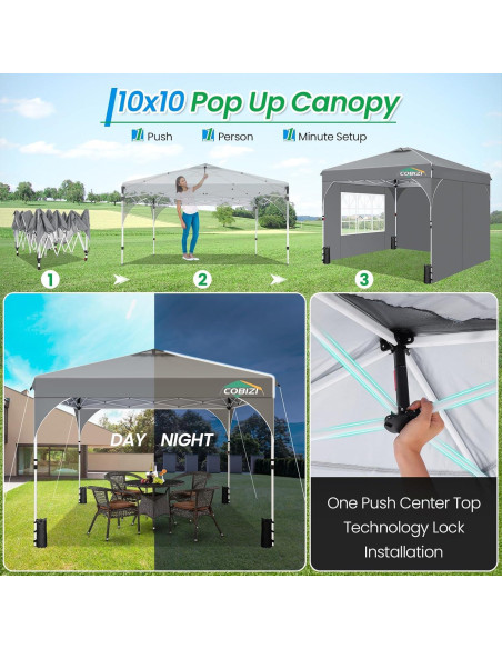 Carpa Plegable COBIZI 10x10m Impermeable con 3 Paredes