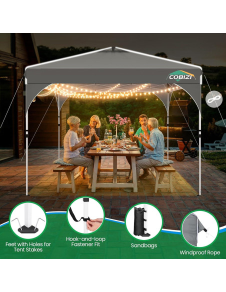 Carpa Plegable COBIZI 10x10m Impermeable con 3 Paredes