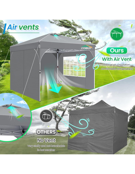 Carpa Plegable COBIZI 10x10m Impermeable con 3 Paredes