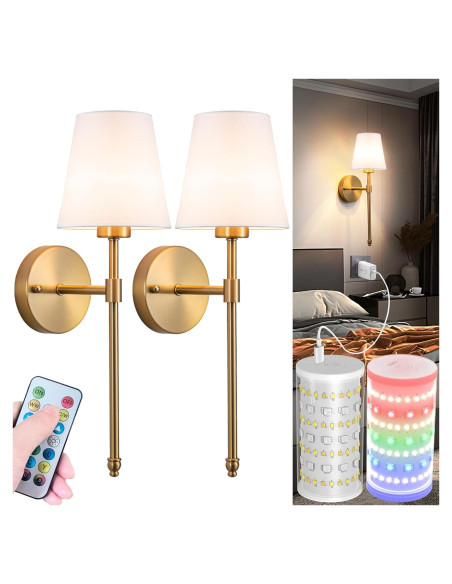 Juego de Apliques de Pared Inalámbricos Nekhung 50.8cm RGB