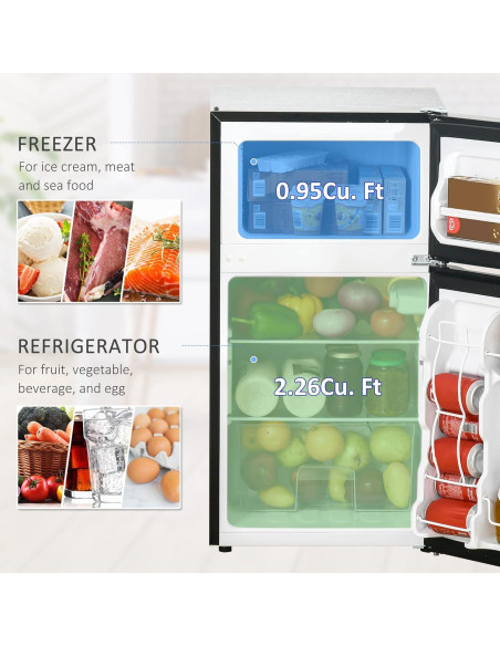 Mini Nevera HOMCOM 3.2 Pies Cúbicos Doble Puerta Negra