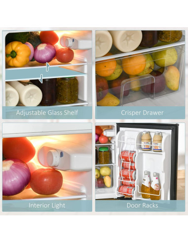 Mini Nevera HOMCOM 3.2 Pies Cúbicos Doble Puerta Negra