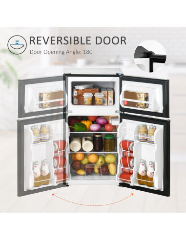 Mini Nevera HOMCOM 3.2 Pies Cúbicos Doble Puerta Negra