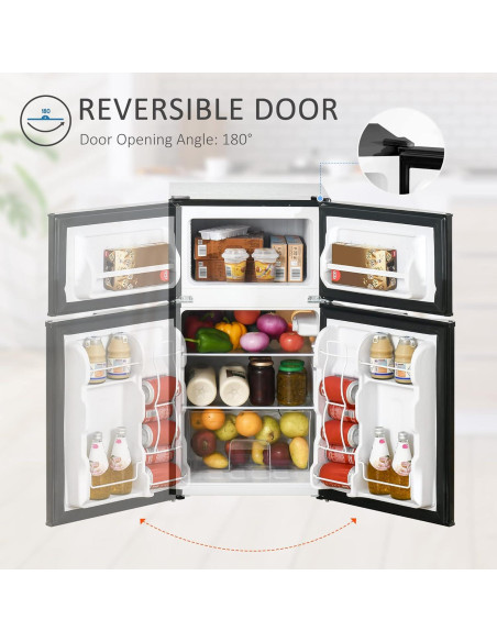 Mini Nevera HOMCOM 3.2 Pies Cúbicos Doble Puerta Negra