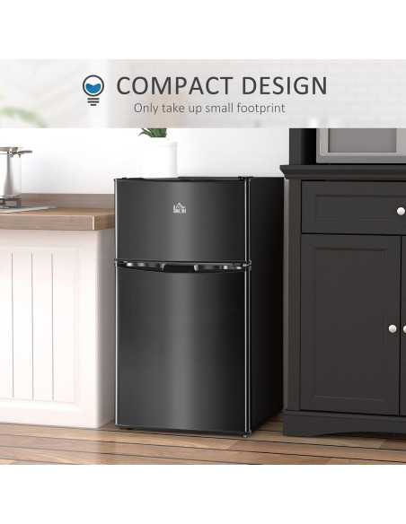 Mini Nevera HOMCOM 3.2 Pies Cúbicos Doble Puerta Negra
