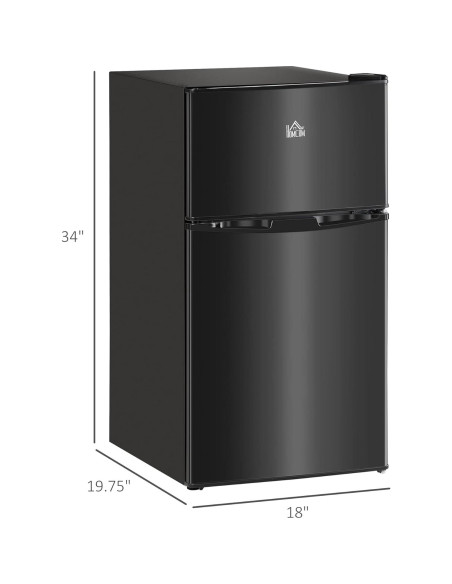 Mini Nevera HOMCOM 3.2 Pies Cúbicos Doble Puerta Negra