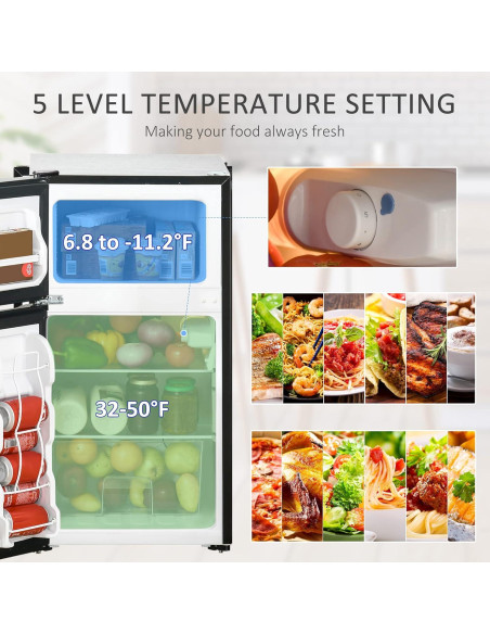 Mini Nevera HOMCOM 3.2 Pies Cúbicos Doble Puerta Negra