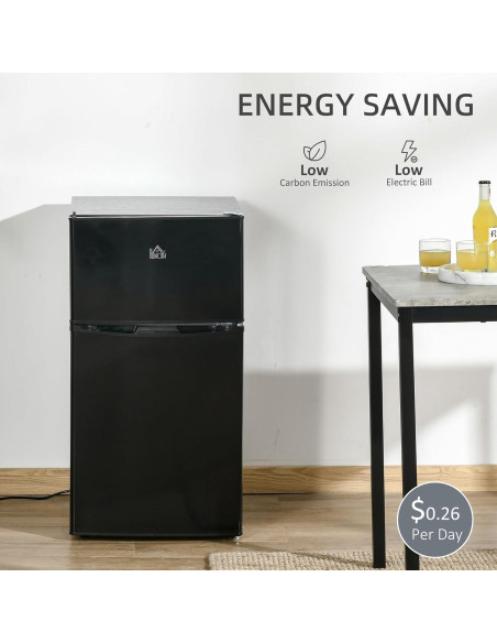 Mini Nevera HOMCOM 3.2 Pies Cúbicos Doble Puerta Negra