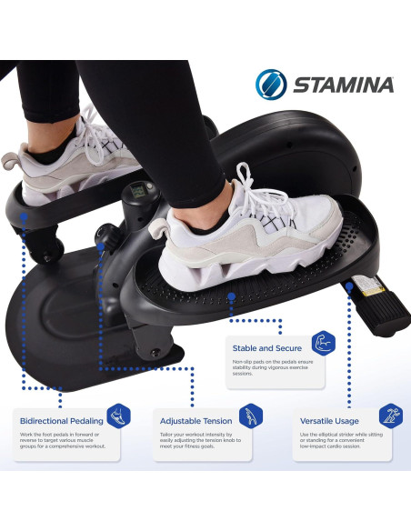 Máquina Elíptica Stamina InMotion E1000 Compacta - Cardio Bajo Escritorio