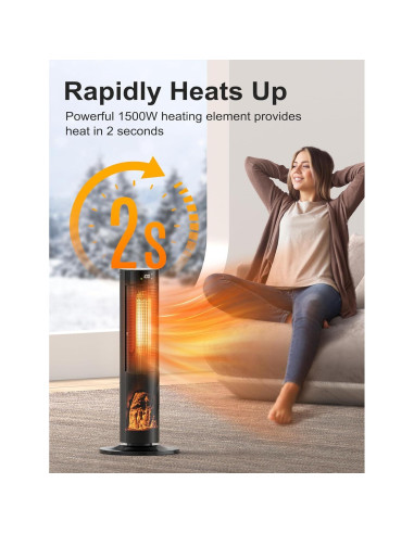 Calefactor de Torre TRUSTECH 1500W 66 cm con Control Remoto