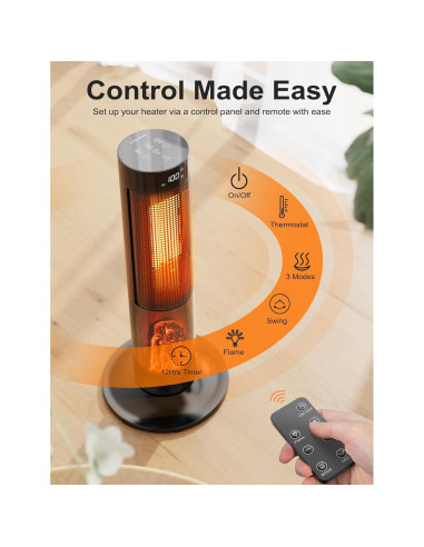 Calefactor de Torre TRUSTECH 1500W 66 cm con Control Remoto