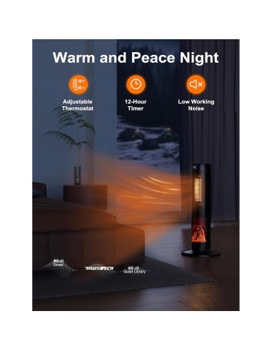 Calefactor de Torre TRUSTECH 1500W 66 cm con Control Remoto