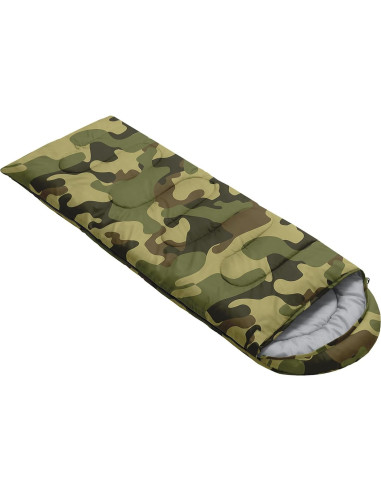 Saco de Dormir Nttopship Individual 80x230 cm Camo Verde