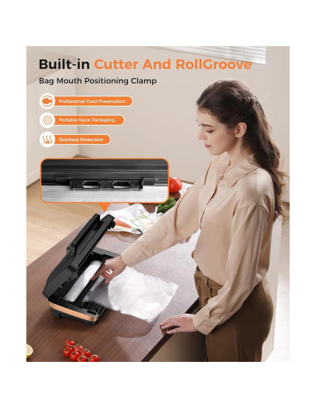 Máquina de Sellado al Vacío QIQIAOB SV608 130W Rosa