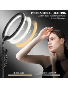 Luz de Anillo LED 30 cm PEYOU con Trípode Extensible 152 cm 2