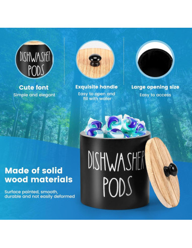 Contenedor de Cápsulas para Lavavajillas DJAPWPX Negro 12x12x13 cm