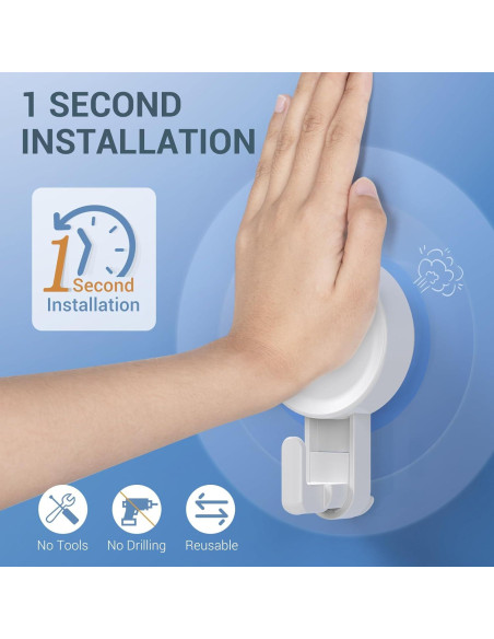 Ganchos de Ducha Teletrogy 4 Pack Ventosa Alta Resistencia 5 kg