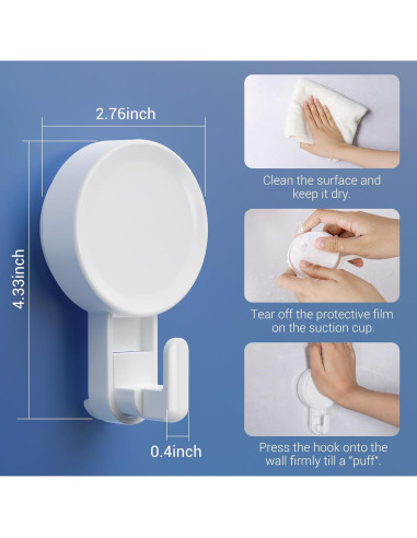 Ganchos de Ducha Teletrogy 4 Pack Ventosa Alta Resistencia 5 kg