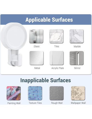 Ganchos de Ducha Teletrogy 4 Pack Ventosa Alta Resistencia 5 kg