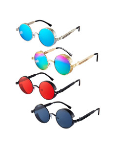 Gafas de sol retro Frienda 4 piezas estilo steampunk