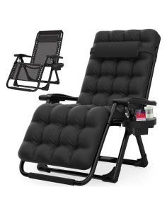 Silla de Gravedad Cero Suteck Negra Reclinable con Cojín 10 cm