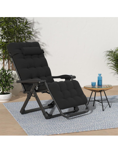 Silla de Gravedad Cero Suteck Negra Reclinable con Cojín 10 cm