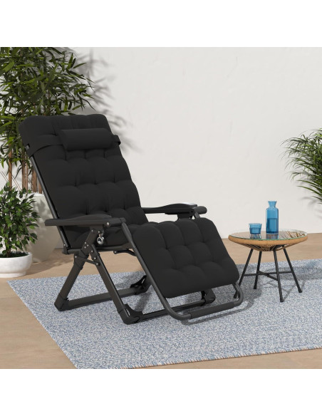 Silla de Gravedad Cero Suteck Negra Reclinable con Cojín 10 cm