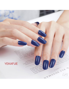 Tiras de Uñas de Gel Yekafue 20 Pcs Azul Zafiro Fácil Aplicación 2