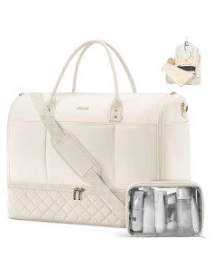 Bolsa de Viaje LOVEVOOK 2 en 1 Beige con Compartimento para Zapatos