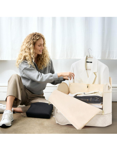 Bolsa de Viaje LOVEVOOK 2 en 1 Beige con Compartimento para Zapatos