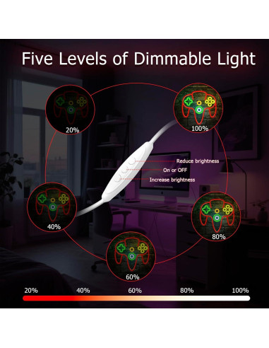 Luz de Neón Gamer Mojoish Controlador LED Regulable 43x32cm