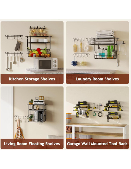 Organizador de Herramientas de Pared Homsorout 3 Estantes Metal