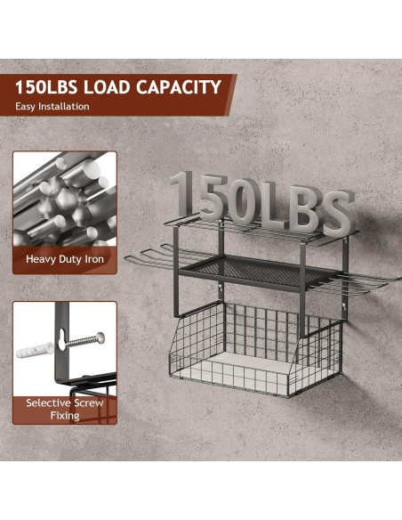 Organizador de Herramientas de Pared Homsorout 3 Estantes Metal