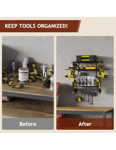 Organizador de Herramientas de Pared Homsorout 3 Estantes Metal