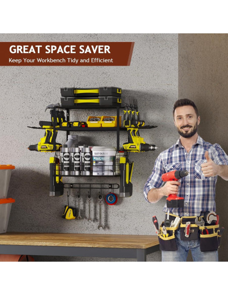 Organizador de Herramientas de Pared Homsorout 3 Estantes Metal