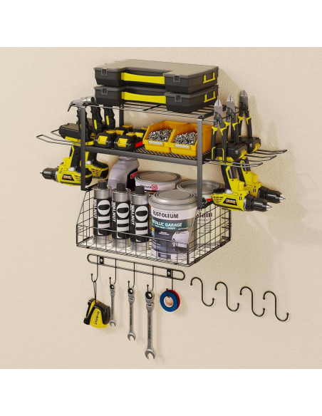 Organizador de Herramientas de Pared Homsorout 3 Estantes Metal