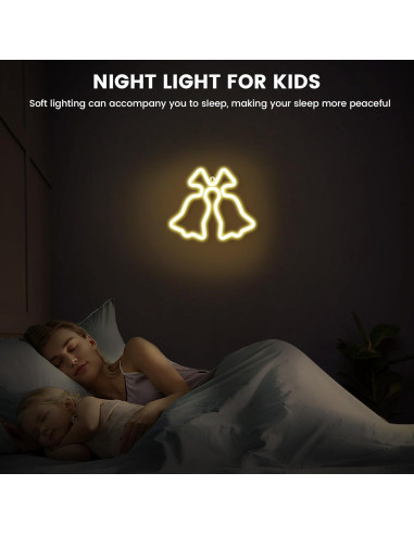 Campana de Navidad Neón Amarilla Ganrami 25x20 cm USB/Batería