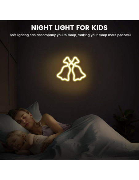 Campana de Navidad Neón Amarilla Ganrami 25x20 cm USB/Batería