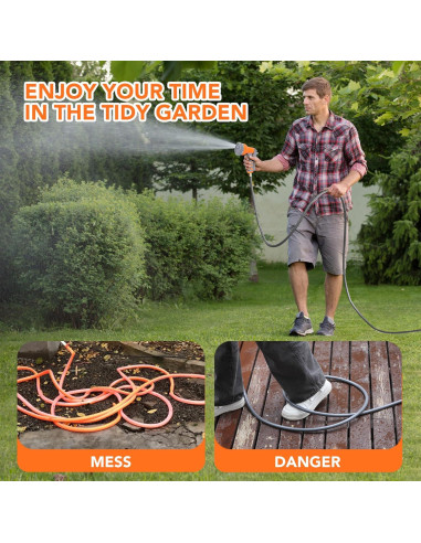 Carrete de Manguera de Jardín Retráctil GAOMON 21.9 m Pared