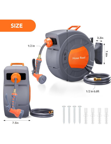 Carrete de Manguera de Jardín Retráctil GAOMON 21.9 m Pared
