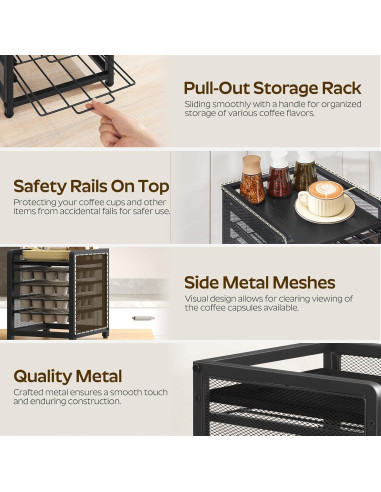 Soporte Organizador de Cápsulas de Café YATINEY 4 Niveles Negro