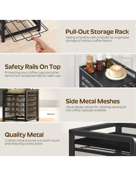 Soporte Organizador de Cápsulas de Café YATINEY 4 Niveles Negro