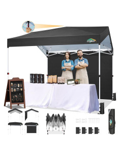 Carpa Plegable COBIZI 3x3m con 1 Pared Lateral Impermeable