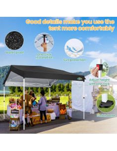 Carpa Plegable COBIZI 3x3m con 1 Pared Lateral Impermeable 2