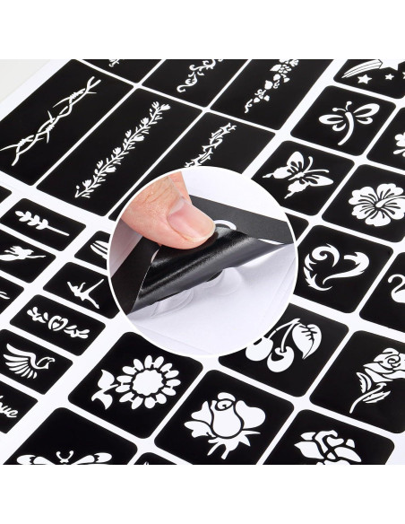 12 Plantillas de Tatuajes Temporales RAZET - Henna Reutilizables