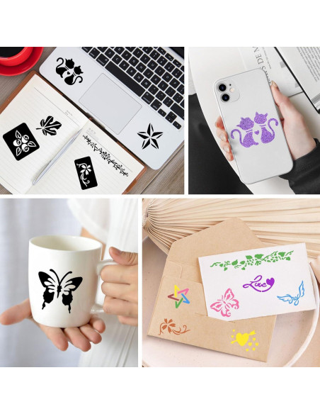 12 Plantillas de Tatuajes Temporales RAZET - Henna Reutilizables