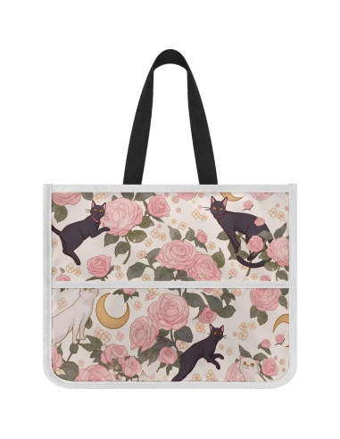 Organizador de Asiento de Coche Tomeusey Gato Negro Floral Rosa